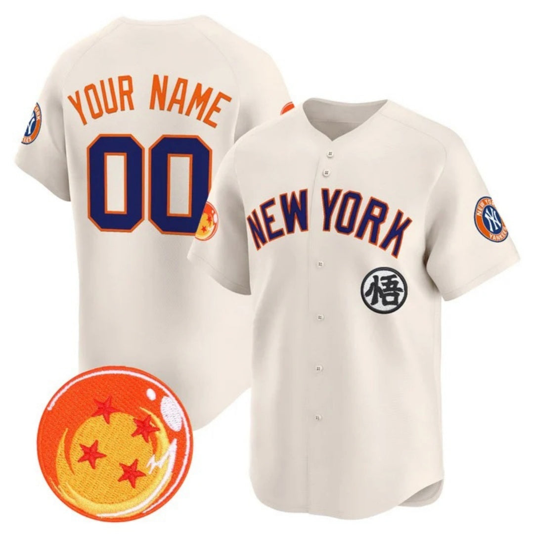 Custom New York Yankees x Dragon Ball Cream Tomch Vapor Premier Limited Jersey - All Stitched