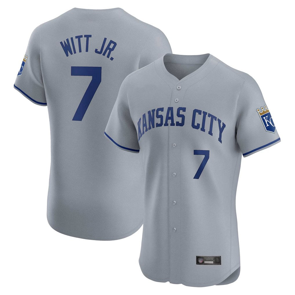 Kansas City Royals #7 Bobby Witt Jr. Player Gray Tomch Limited Elite Home Stitched Jerseys
