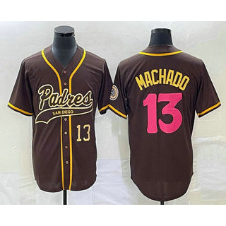San Diego Padres #13 Manny Machado Number Brown Tomch NEW 2023 City Connect Cool Base Stitched Jersey
