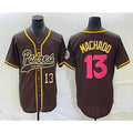 San Diego Padres #13 Manny Machado Number Brown Tomch NEW 2023 City Connect Cool Base Stitched Jersey