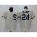 Chicago White Sox #24 Yasmani Grandal 2021 Cream Tomch Navy Field of Dreams Name Flex Base Stitched Jersey