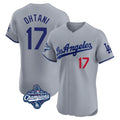 Los Angeles Dodgers #17 Shohei Ohtani Player Gray Tomch World Series Meet Limited Elite Home Stitched Jerseys