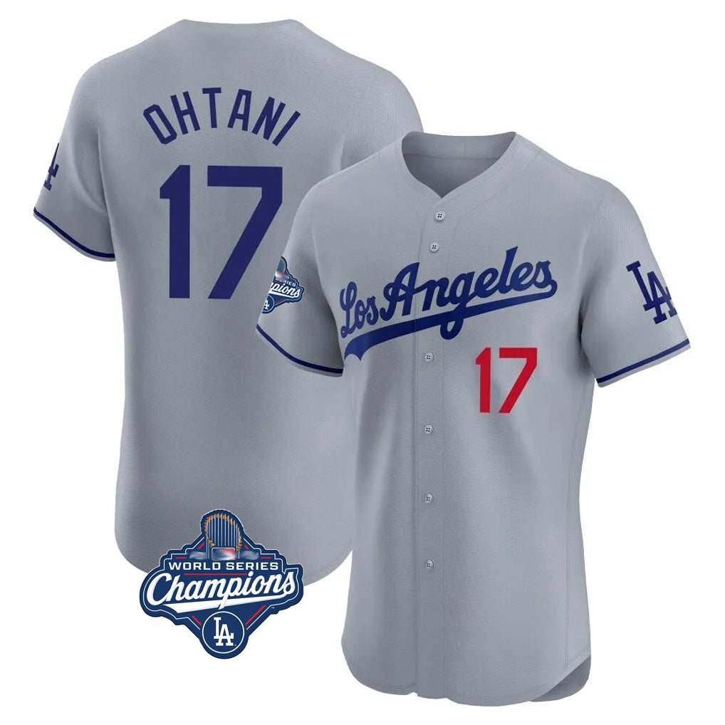 Los Angeles Dodgers #17 Shohei Ohtani Player Gray Tomch World Series Meet Limited Elite Home Stitched Jerseys