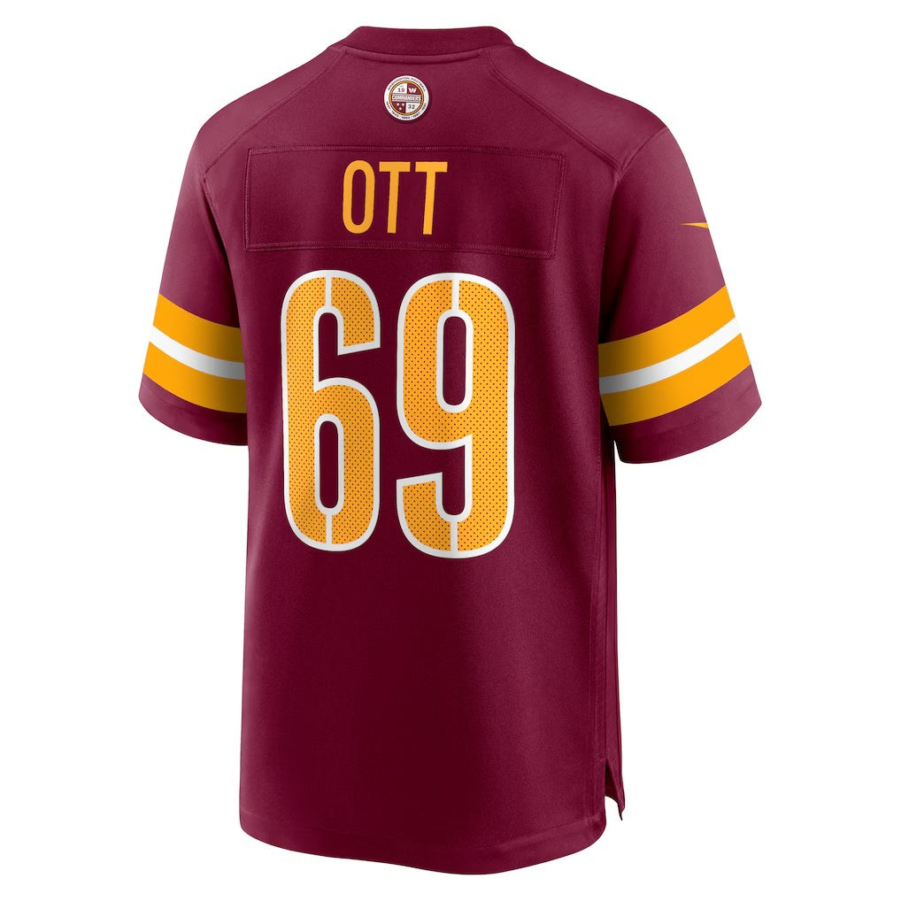 W.Commanders #69 Tyler Ott Burgundy Tomch Game Jersey