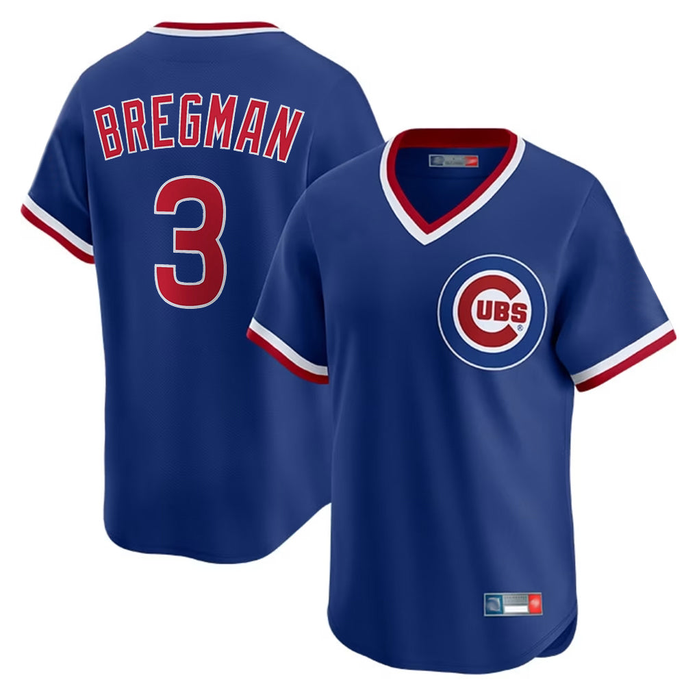 Chicago Cubs #3 Alex Bregman Player Royal Tomch T-shirt Cooperstown Collection Limited Stitched Jerseys