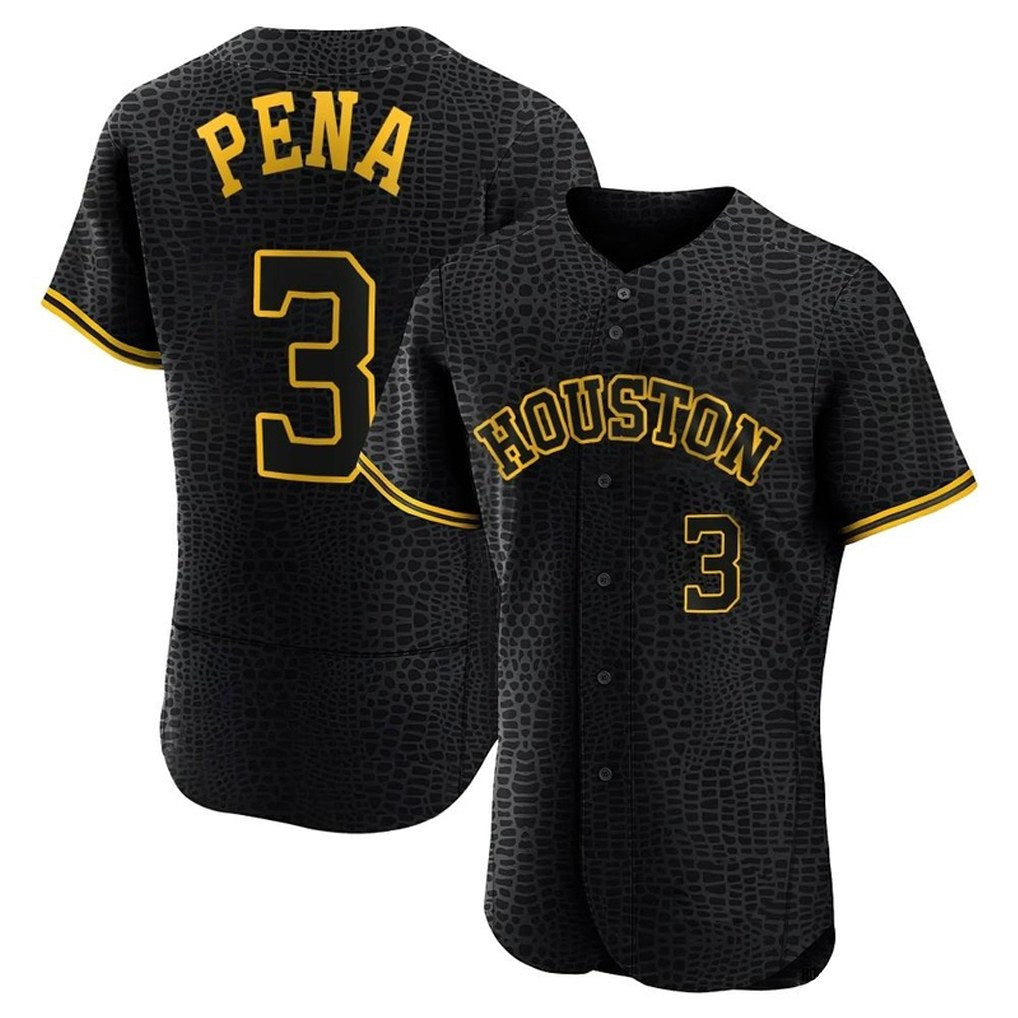 Houston Astros #3 Jeremy Pena Player Black Tomch Snake Skin City Limited Elite Home Stitched Jerseys