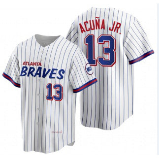 Atlanta Braves #13 Ronald Acuna Jr 2021 City Connect Stitched White Thaam Jersey
