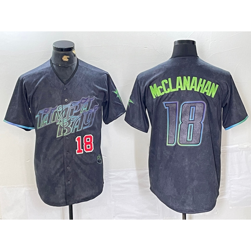 Tampa Bay Rays #18 Shane McClanahan Number Charcoal Tomch 2024 City Connect Limited Stitched Jerseys