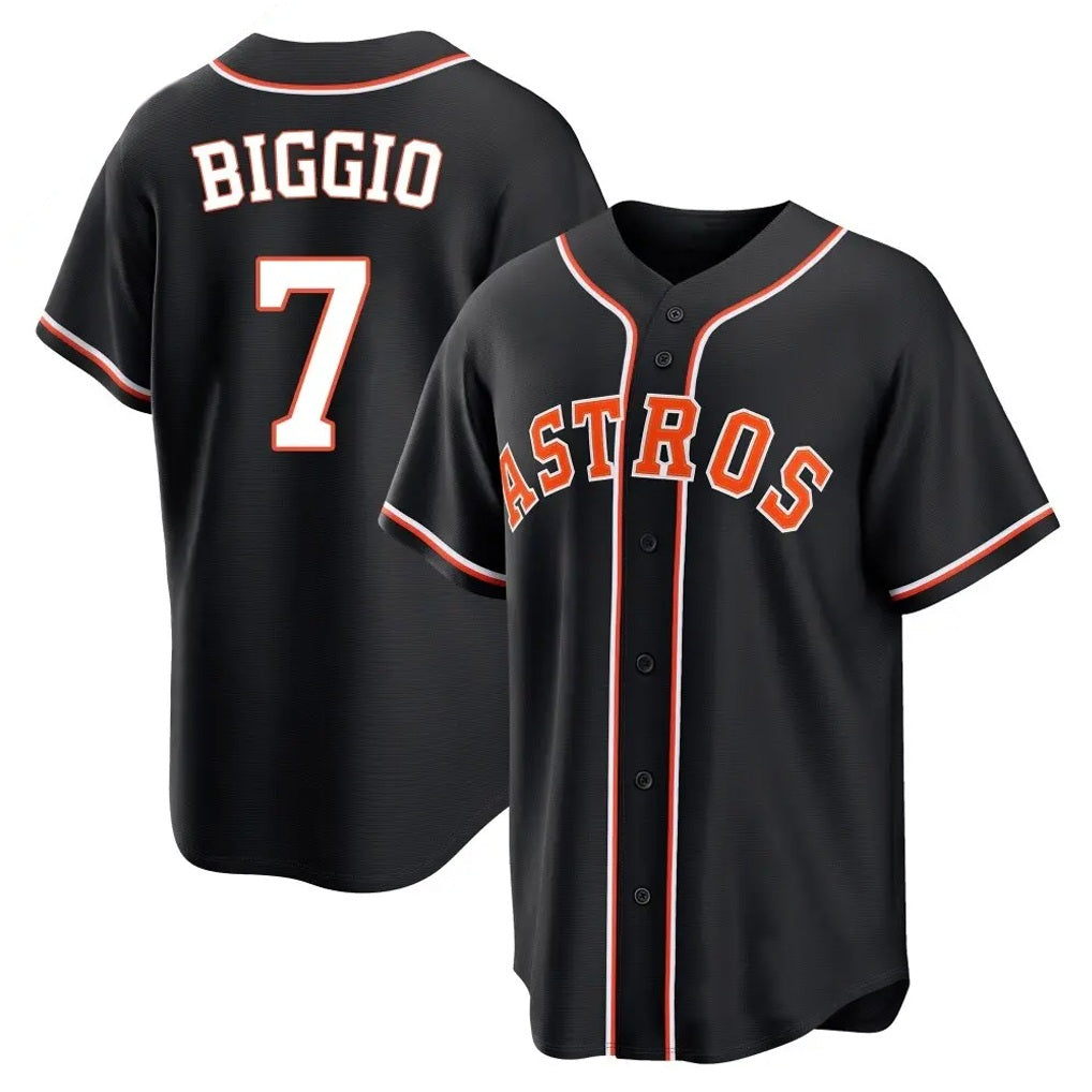 Houston Astros #7 Craig Biggio Player Black Tomch Fashion Out Home Game Stitched Jerseys