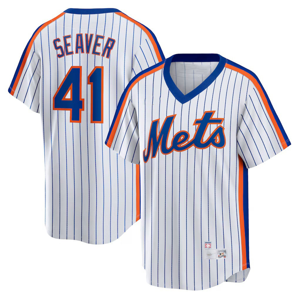 New York Mets #41 Tom Seaver White Tomch Home Cooperstown Collection Player Jersey