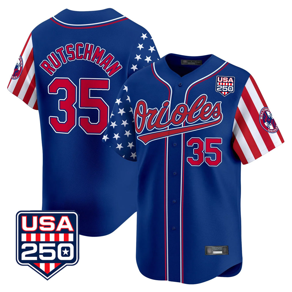 Baltimore Orioles #35 Adley Rutschman Player Royal Tomch USA 250 Independence Day Vapor Premier Limited Home Game Stitched Jerseys