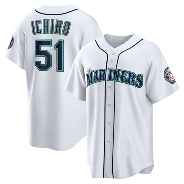 Seattle Mariners #51 Ichiro Suzuki White Tomch Cool Base Stitched Jersey