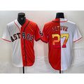 Houston Astros #27 Jose Altuve White Orange Thaam Split Stitched Jersey
