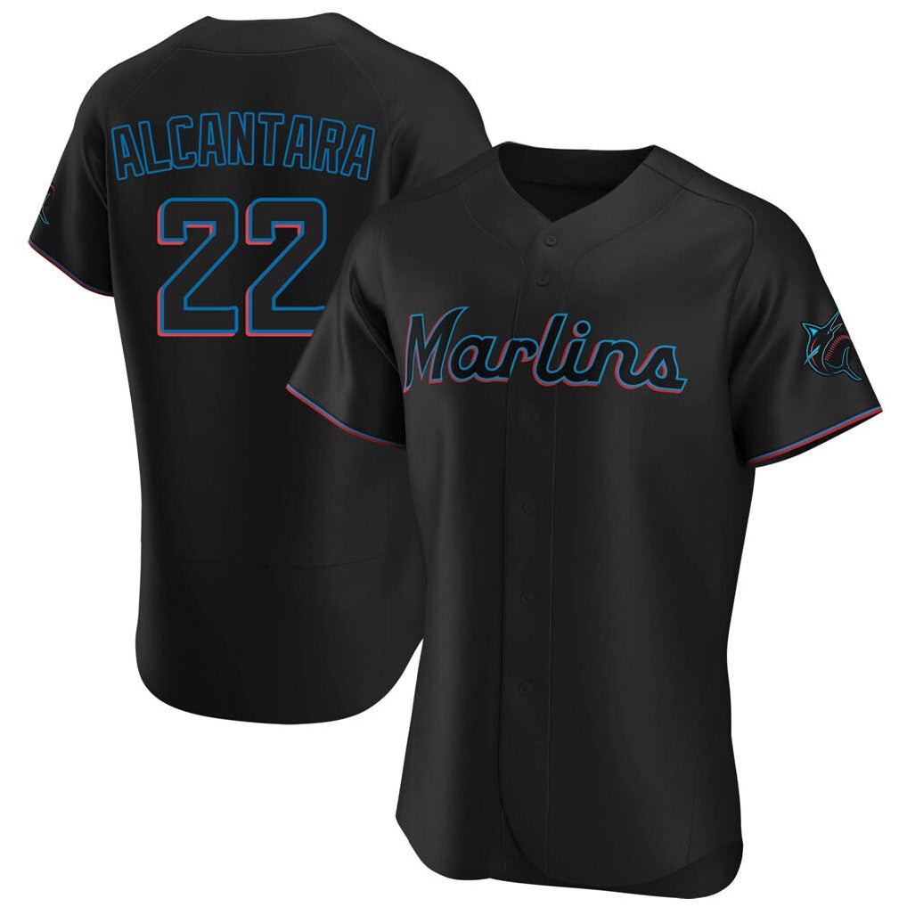 Miami Marlins #22 Sandy Alcantara Player Black Tomch Home Limited Elite Stitched Jerseys