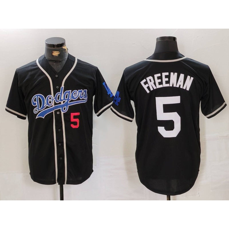 Los Angeles Dodgers #5 Freddie Freeman Number Black Thaam Cool Base With Patch Stitched Jersey 2