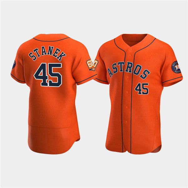 Houston Astros #45 Ryne Stanek Orange Tomch 60th Anniversary Flex Base Stitched Jersey
