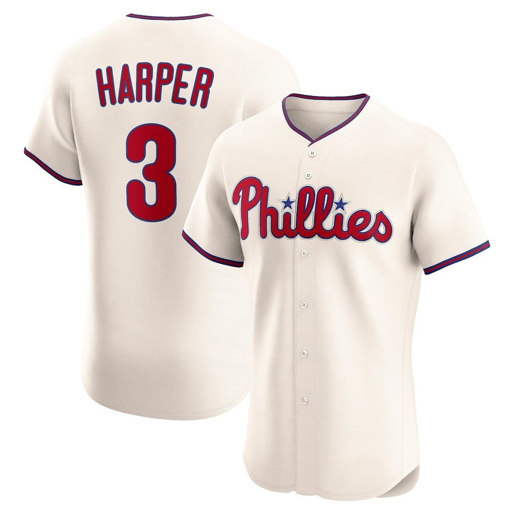 Philadelphia Phillies #3 Bryce Harper Cream Tomch Alternate 2 Elite Jersey