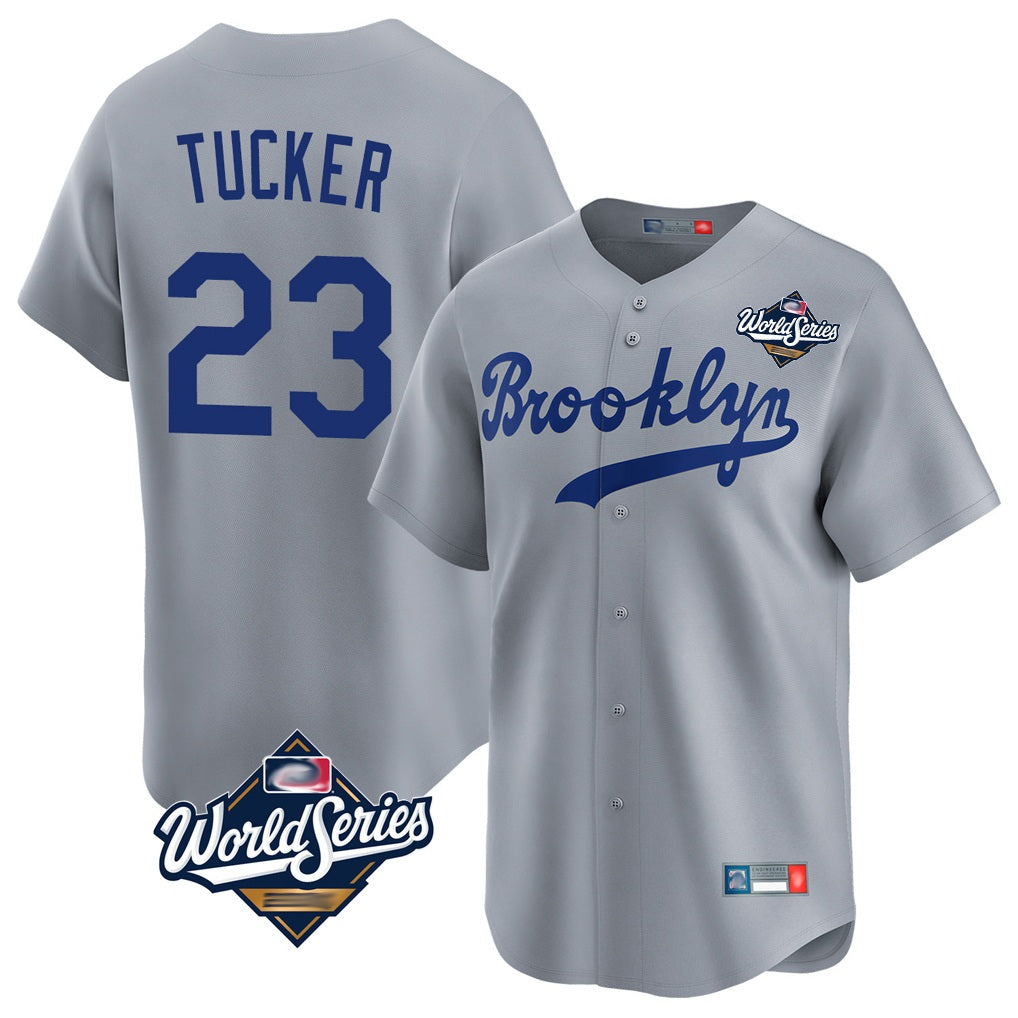 Los Angeles Dodgers #23 Kyle Tucker Player Gray Tomch World Series Game Limited Home Stitched Jerseys