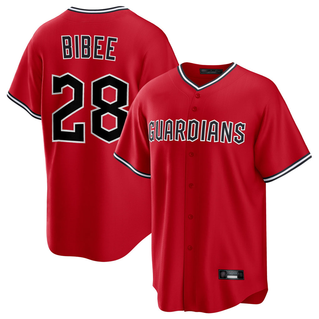 Cleveland Guardians #28 Tanner Bibee Player Red Tomch Home Game Stitched Jerseys