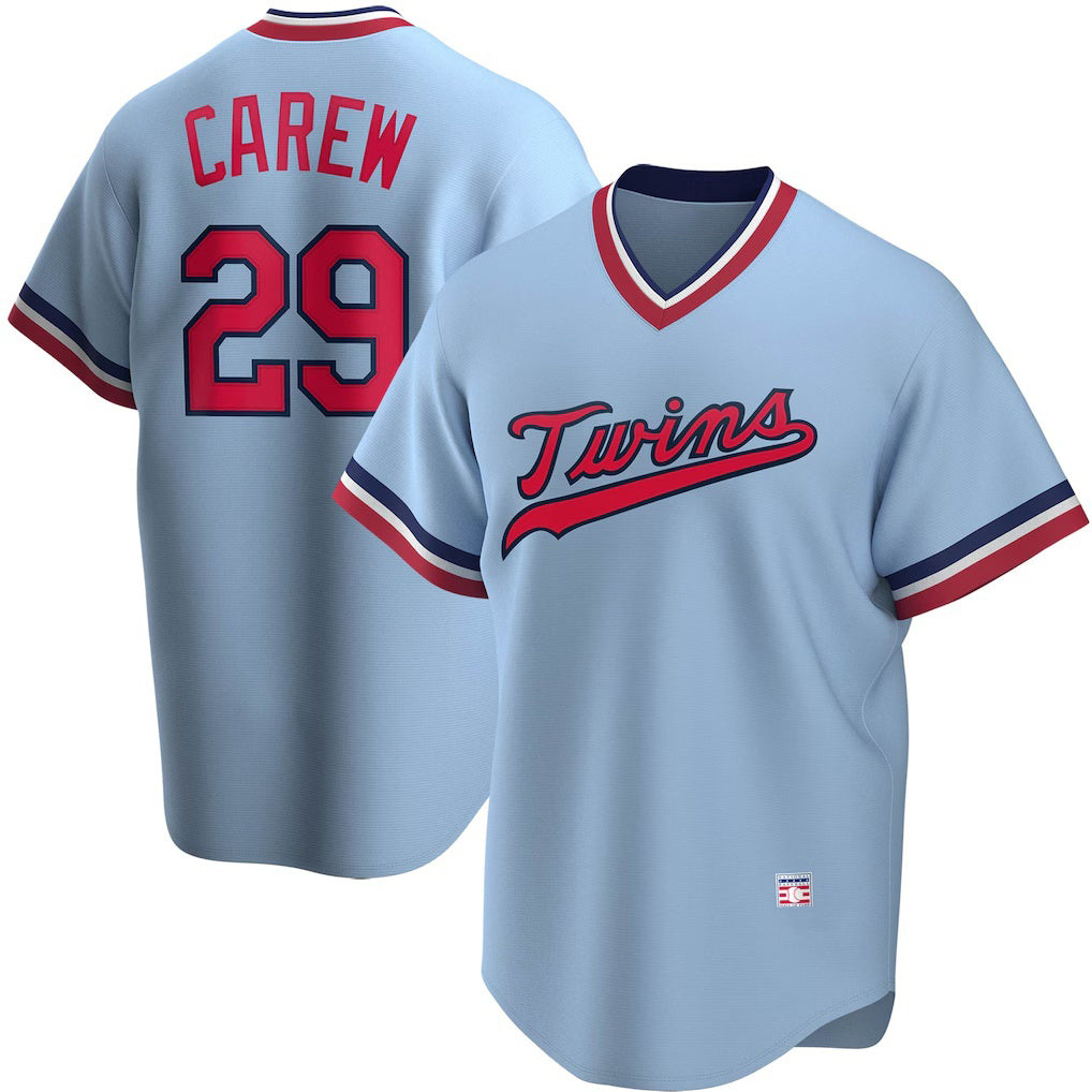 Minnesota Twins #29 Rod Carew Light Blue Tomch Road Cooperstown Collection Player Jersey
