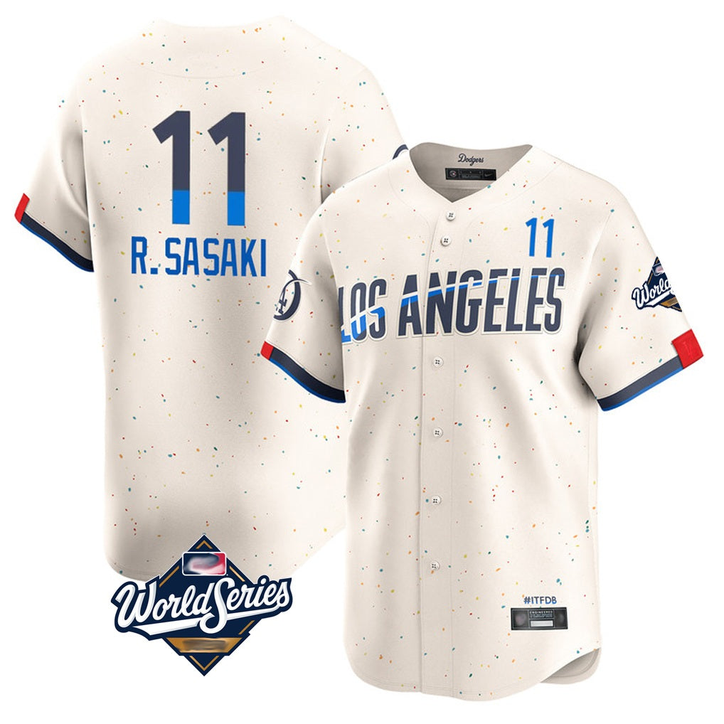 Los Angeles Dodgers #11 Roki Sasaki Player Cream Tomch World Series City Connect Limited Home Stitched Jerseys