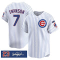 Chicago Cubs #7 Dansby Swanson White Thaam Pinstripe 'Ryne Sandberg Tribute' Vapor Limited V3 Stitched Jersey