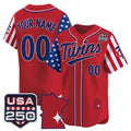 Custom Minnesota Twins America 250 Edition Vapor Premier Limited Red Tomch Stitched Jerseys