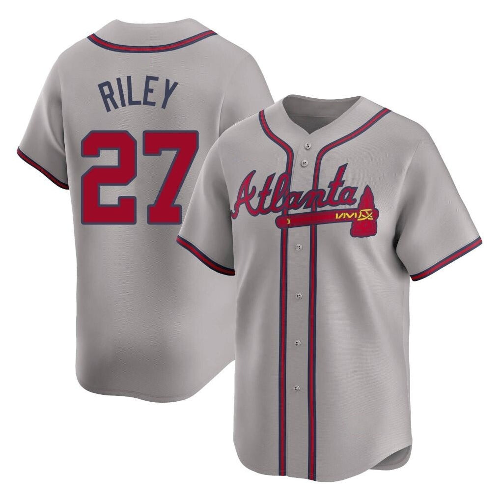 Atlanta Braves #27 Austin Riley Player Gray Tomch Limited Home Game Stitched Jerseys