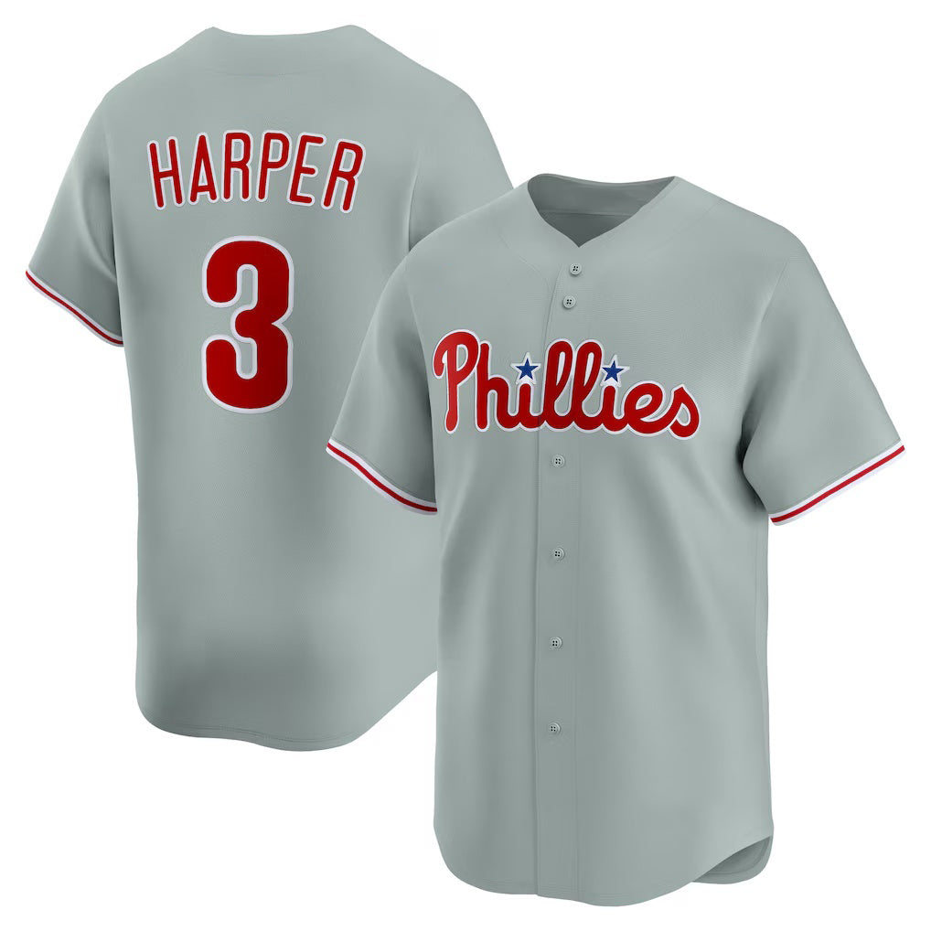 Philadelphia Phillies #3 Bryce Harper Gray Tomch Road Limited Player Jersey
