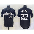 Milwaukee Brewers #22 Christian Yelich Black Tomch 'Gothic 414 Shadows Edition' Vapor Premier Limited Stitched Jersey