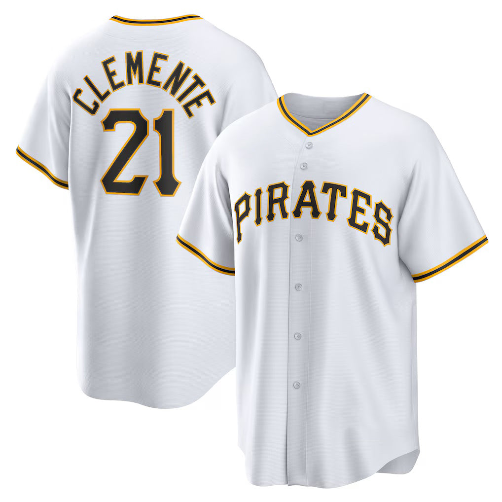 Pittsburgh Pirates #21 Roberto Clemente White Tomch Home Replica Player Name Jersey