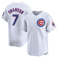 Chicago Cubs #7 Dansby Swanson White Thaam Home Limited Player Jersey