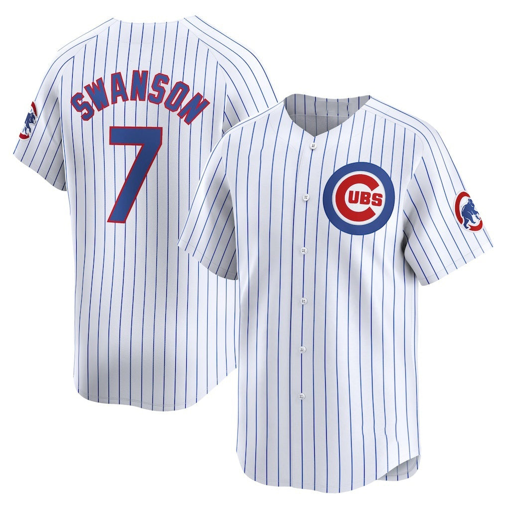 Chicago Cubs #7 Dansby Swanson White Thaam Home Limited Player Jersey