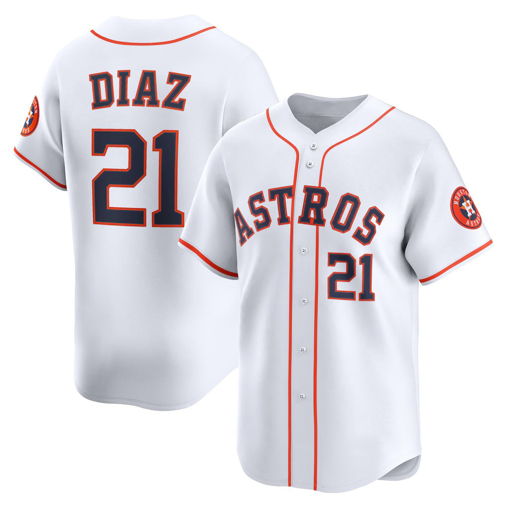 Houston Astros #21 Yainer Diaz White Thaam Home Limited Player Jersey