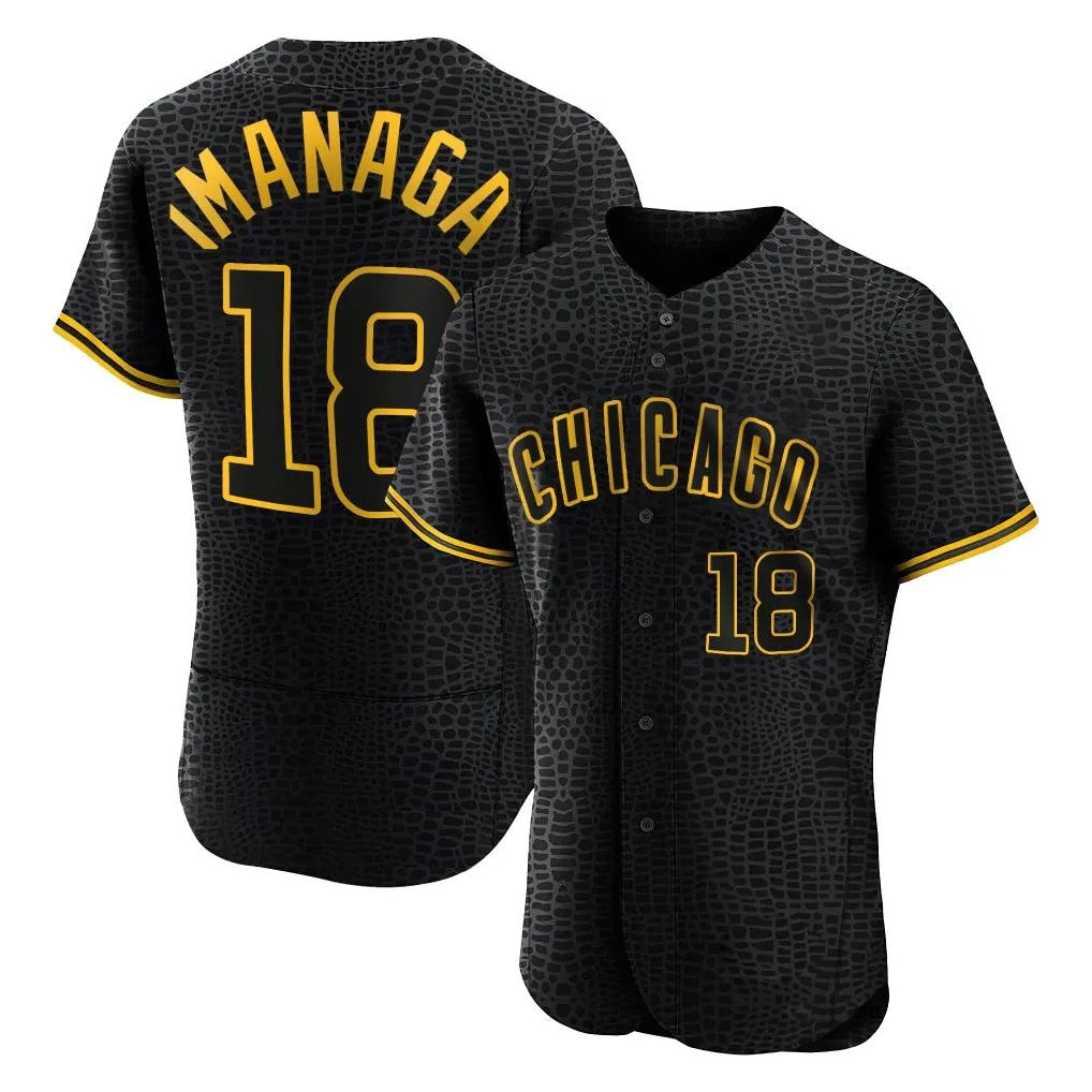 Chicago Cubs #18 Shota Imanaga Player Black Tomch Snake Skin City Limited Elite Home Game Stitched Jerseys