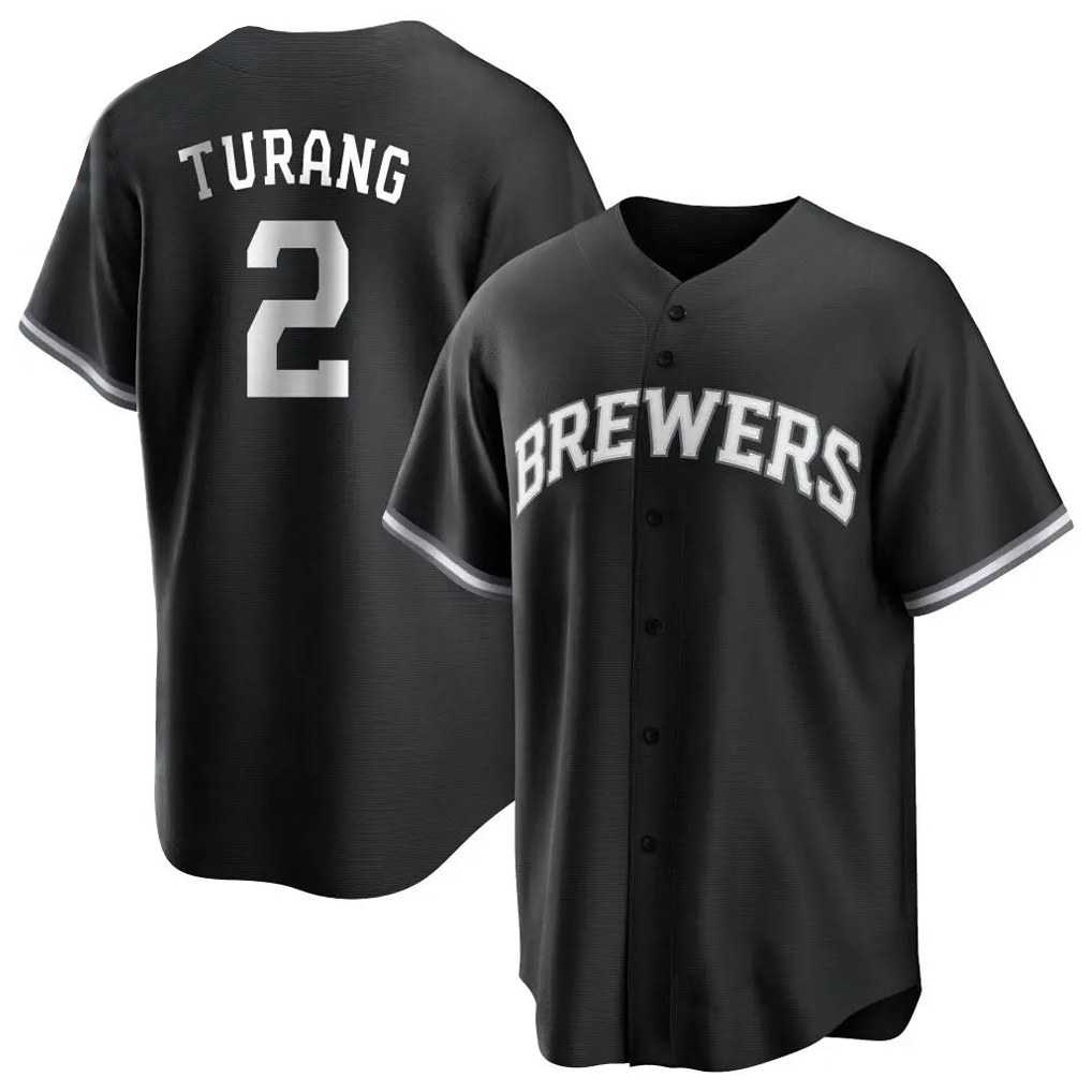 Milwaukee Brewers #2 Brice Turang Player Black Tomch Game Home Stitched Jerseys