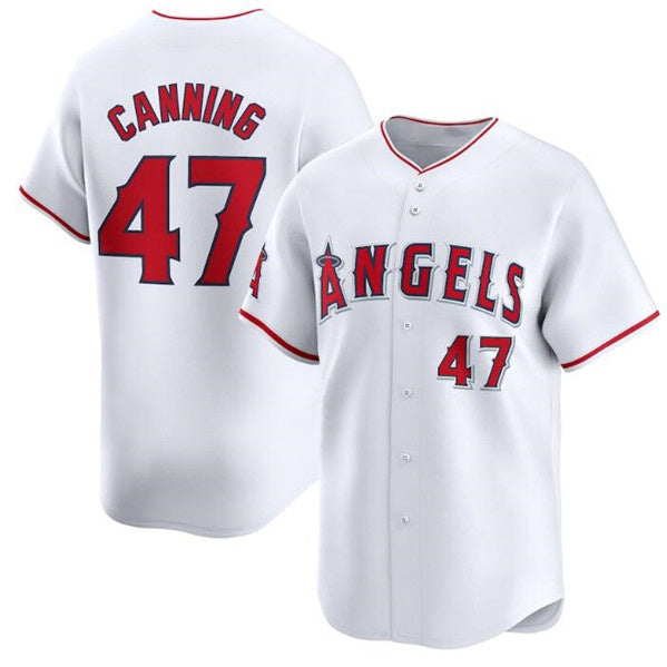 Los Angeles Angels #47 Griffin Canning White Tomch Home Limited Stitched Jersey