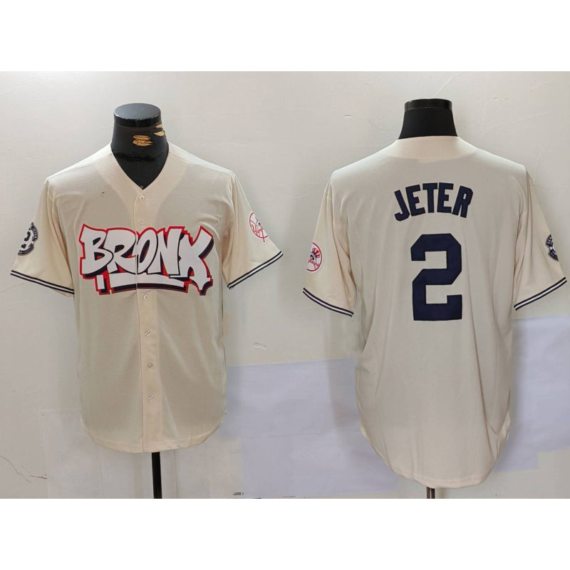 New York Yankees #2 Derek Jeter Cream Tomch Limited Stitched Jersey 2