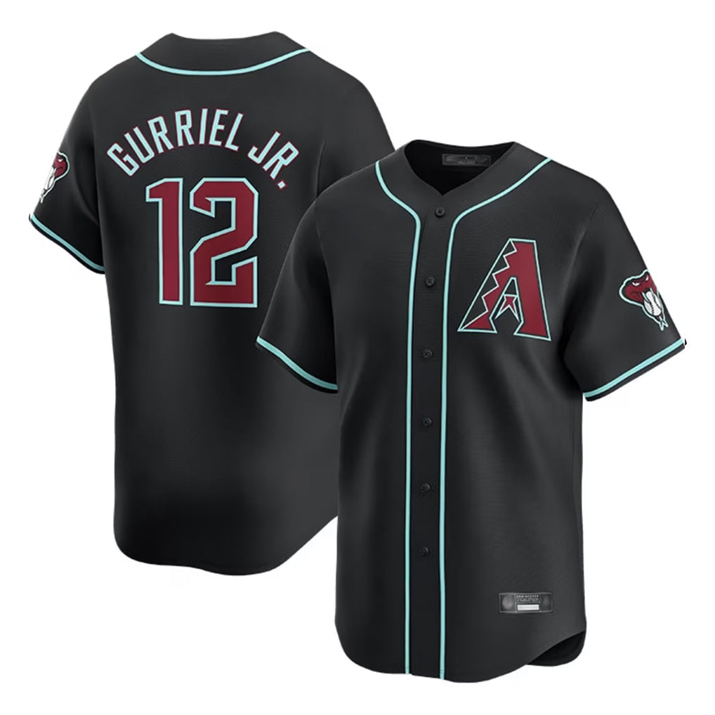 Arizona Diamondbacks #12 Lourdes Gurriel Jr Player Black Tomch Limited Home Game Stitched Jerseys