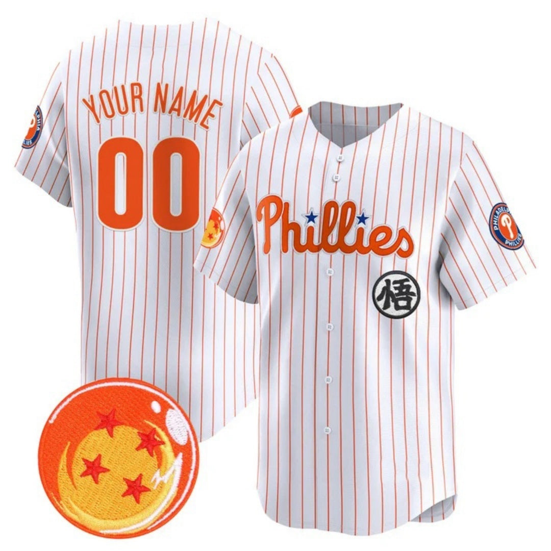 Custom Philadelphia Phillies x Dragon Ball White Tomch Vapor Premier Limited Jersey - All Stitched