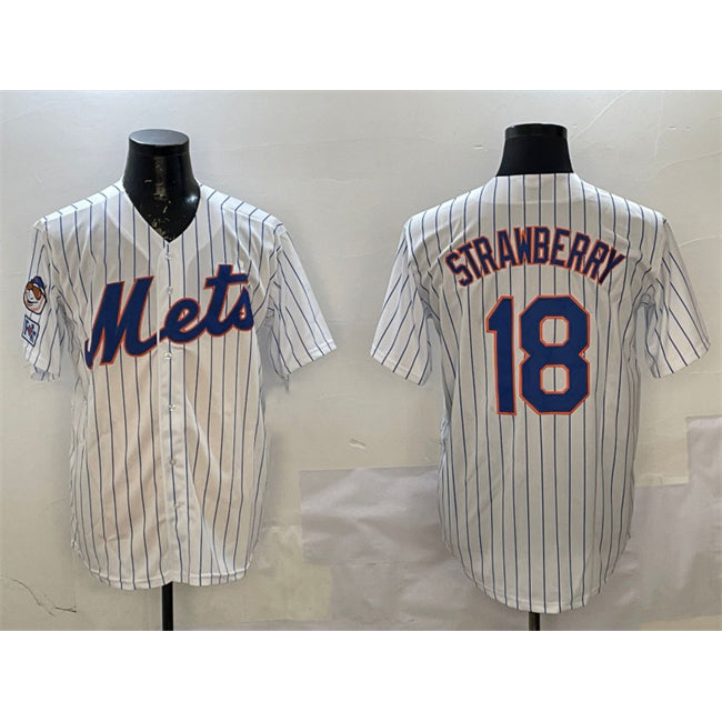 New York Mets #18 Darryl Strawberry White Tomch 2025 Spring Training Cool Base Stitched Jersey