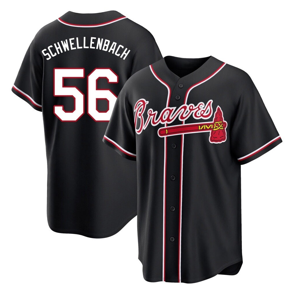 Atlanta Braves #56 Spencer Schwellenbach Player Black Tomch Fashion Out Game Stitched Jerseys