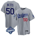 Los Angeles Dodgers #50 Mookie Betts Player Gray Tomch World Series Meet Game Home Stitched Jerseys