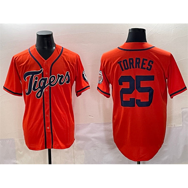 Detroit Tigers #25 Gleyber Torres Orange Tomch With Patch Vapor Premier Limited Stitched Jersey