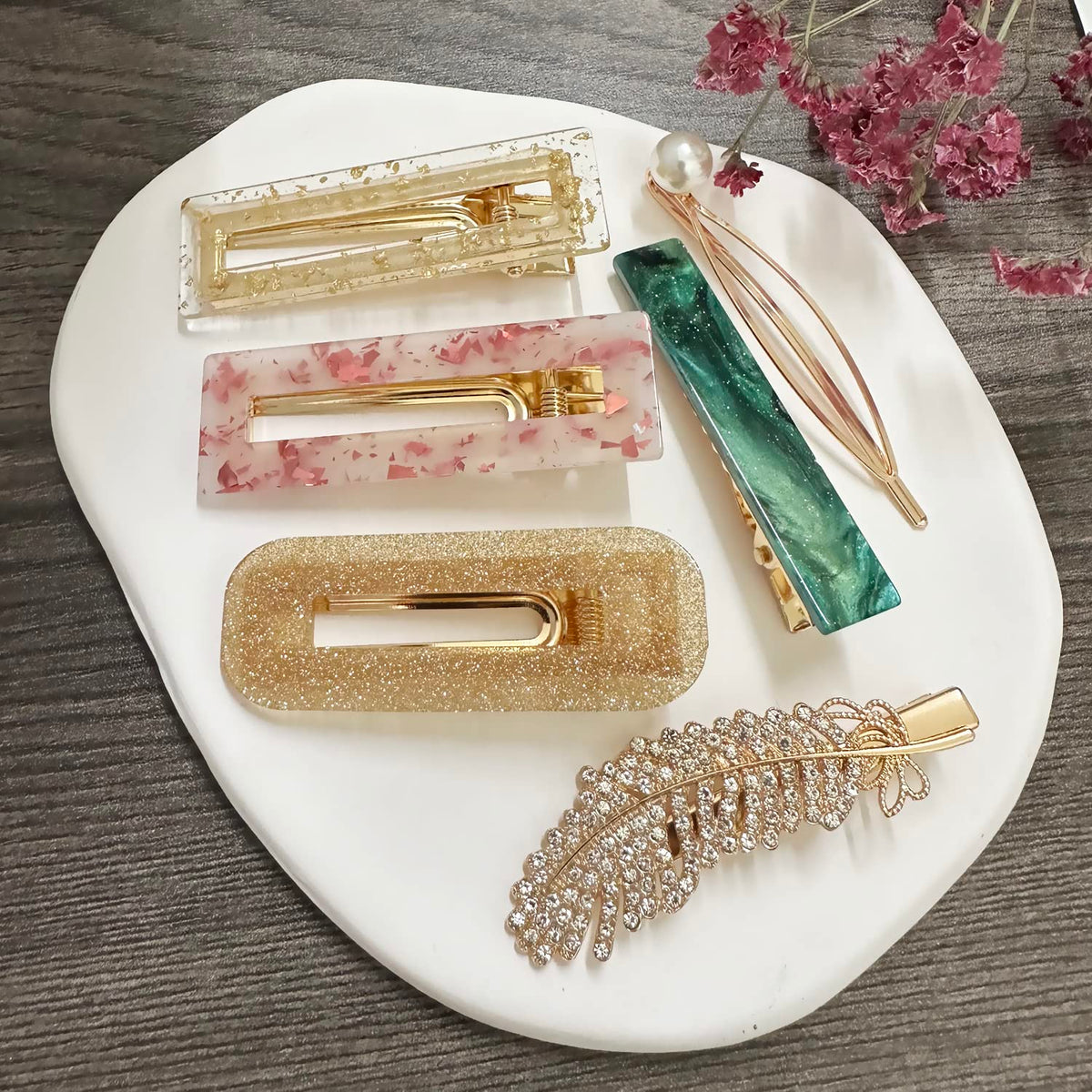 20 PCS Pearl Hair Clips Set Fashion Korean Acrylic Resin Hair Barrettes, Bobby Pins Hairpins for Women and Ladies Girls Headwear Styling Tools, Hair Accessories for Decorative Party Wedding