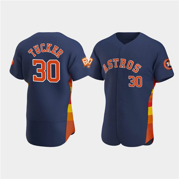 Houston Astros #30 Kyle Tucker Navy Tomch 60th Anniversary Flex Base Stitched Jersey