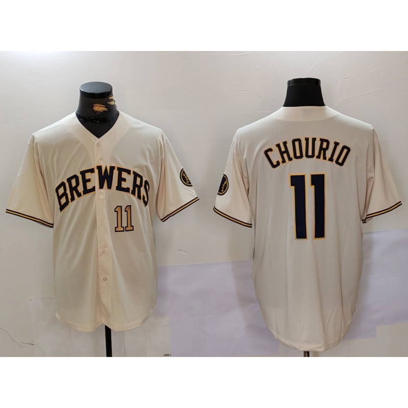 Milwaukee Brewers #11 Jackson Chourio Cream Tomch Stitched Cool Base Jerseys