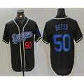 Los Angeles Dodgers #50 Mookie Betts Number Black Thaam Cool Base With Patch Stitched Jersey 2