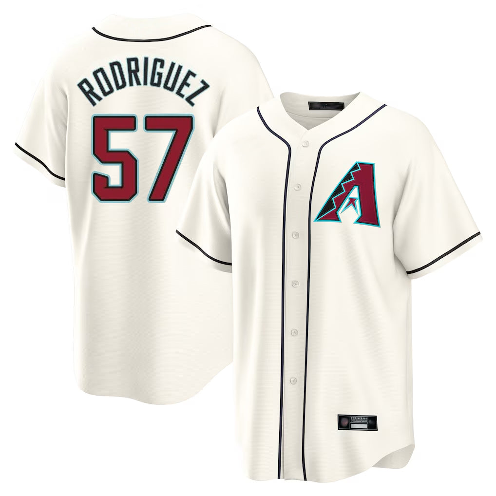 Arizona Diamondbacks #57 Eduardo Rodriguez Player Cream Tomch Home Game Stitched Jerseys