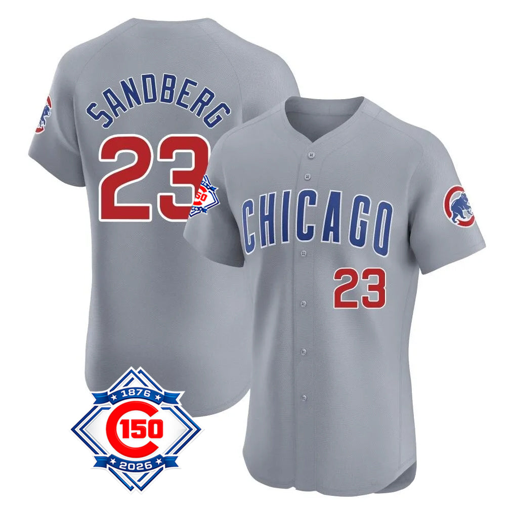 Chicago Cubs #23 Ryne Sandberg Player Gray Tomch Road 150th Anniversary Limited Elite Home Stitched Jerseys